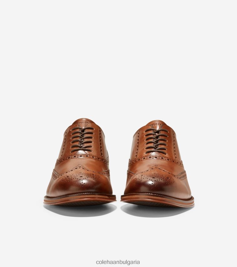 Cole Haan модерен класически wingtip oxford мъже 84PB6Z431 британски тен обувки
