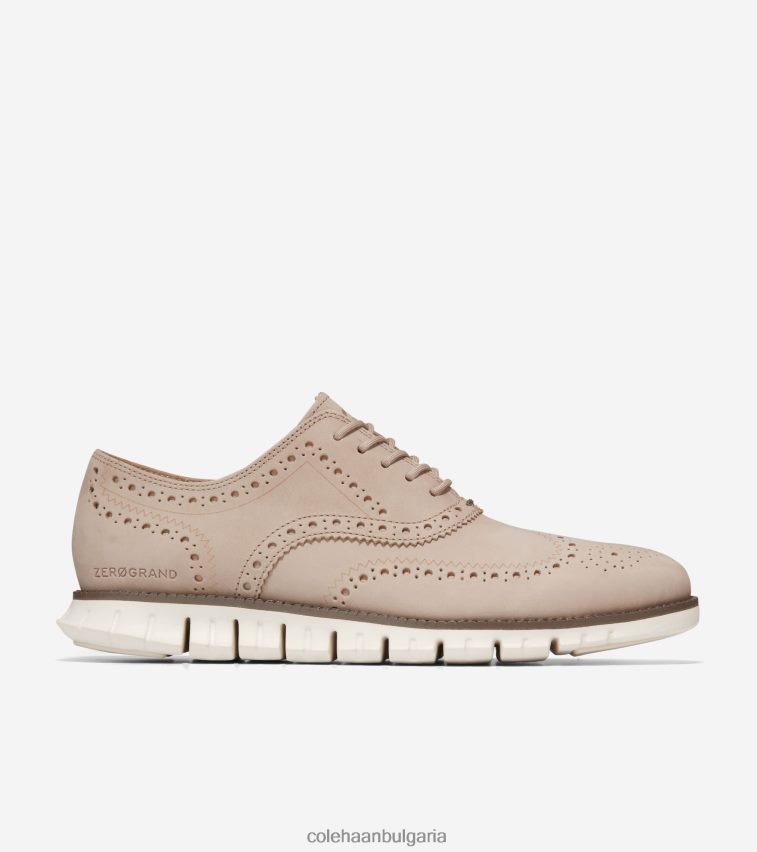 Cole Haan zerogrand wingtip oxford мъже 84PB6Z394 дюнен набук-трюфел-слонова кост обувки