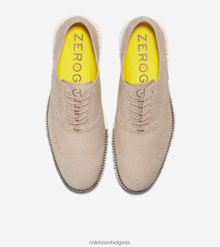 Cole Haan zerogrand wingtip oxford мъже 84PB6Z394 дюнен набук-трюфел-слонова кост обувки