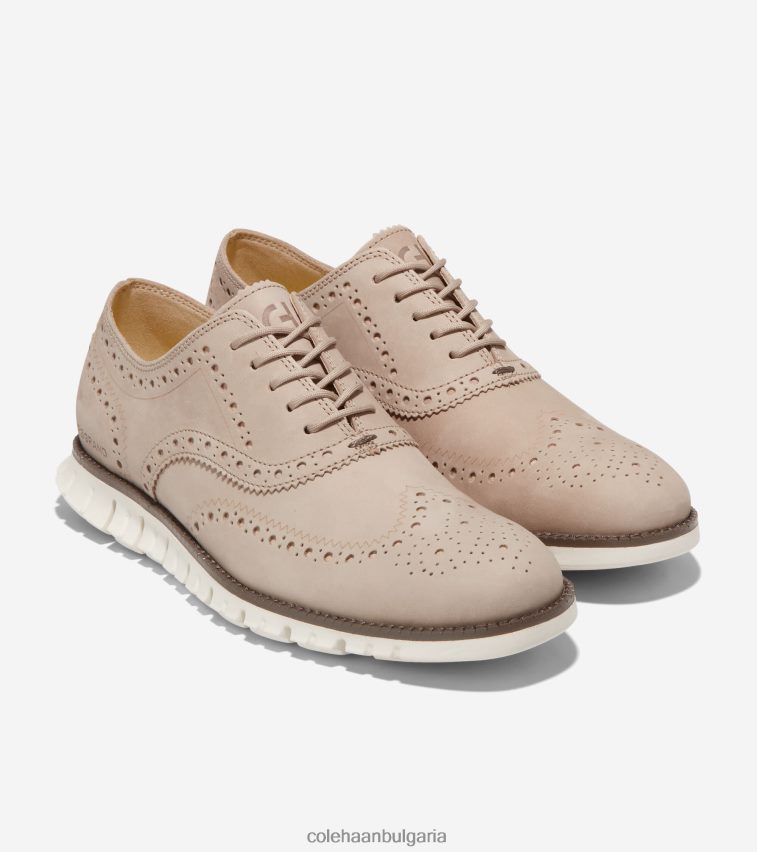 Cole Haan zerogrand wingtip oxford мъже 84PB6Z394 дюнен набук-трюфел-слонова кост обувки