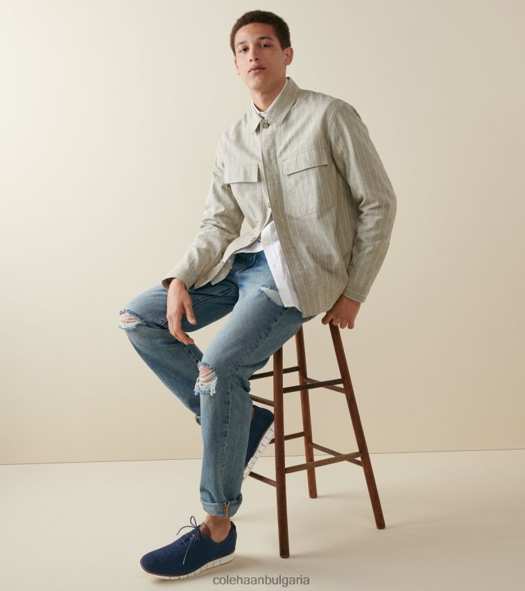 Cole Haan zerogrand wingtip oxford мъже 84PB6Z428 морско синьо стичлит-слонова кост обувки