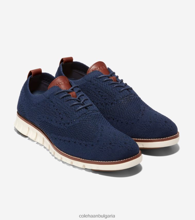 Cole Haan zerogrand wingtip oxford мъже 84PB6Z428 морско синьо стичлит-слонова кост обувки