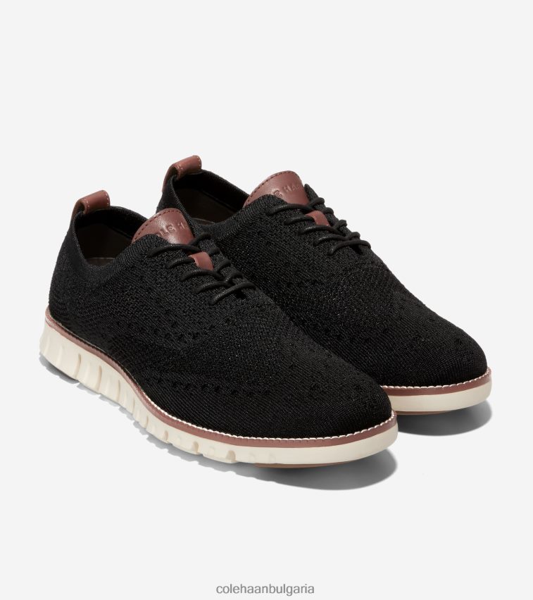 Cole Haan zerogrand wingtip oxford мъже 84PB6Z429 черен стичлит-слонова кост обувки